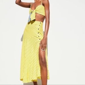 COPY - Zara yellow polka dot skirt with reversible top.